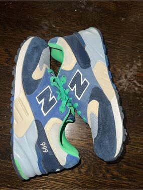New Balance 999 Sneakers in Navy, Beige & Green